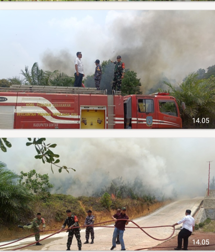 Gerak Cepat Koramil 02/Bintim dan Damkar Padamkan Kebakaran 4 Hektare di Kawal