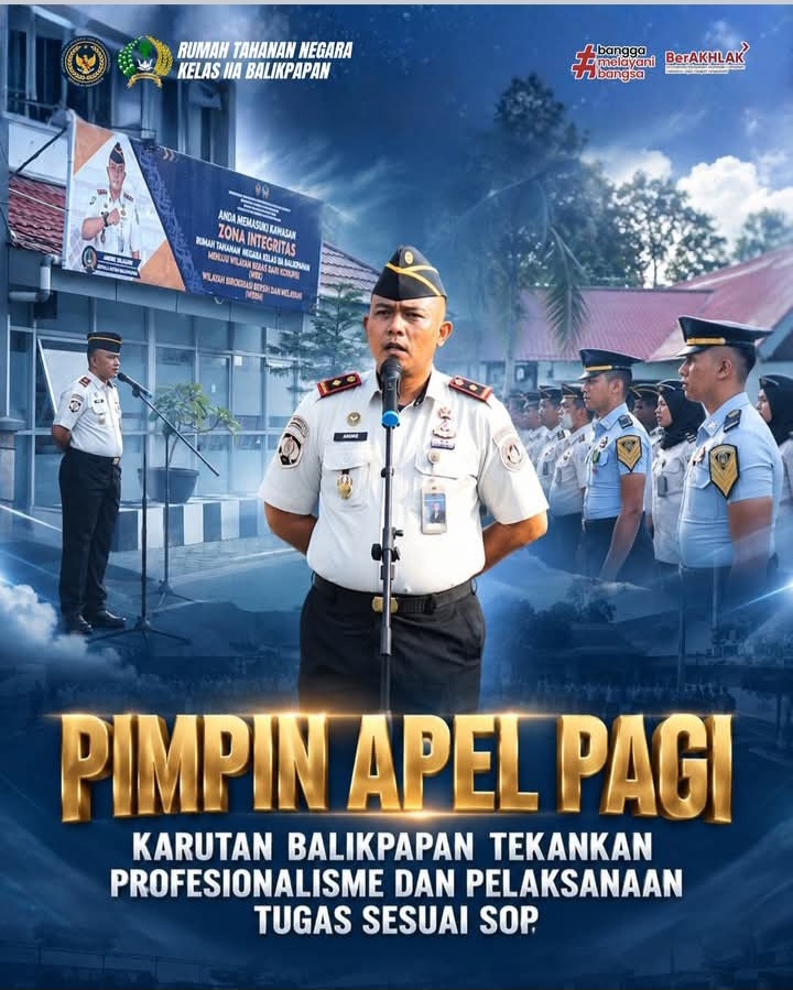 Rumah Tahanan Negara (Rutan) Kelas IIA Balikpapan Melaksanakan Apel Pagi di Halaman Rutan Balikpapan